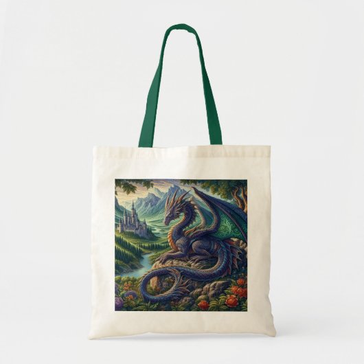 Tote Bag Château du Dragon médiéval coloré (Devant)