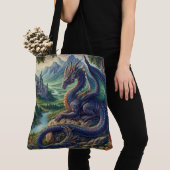 Tote Bag Château du Dragon médiéval coloré (De près)