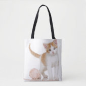 Tote Bag Chaton à côté de boule de ficelle (Devant)