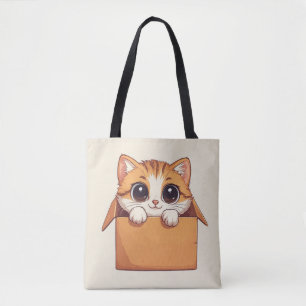 Tote Bag Chaton de dessin animé adorable avec de grands yeu