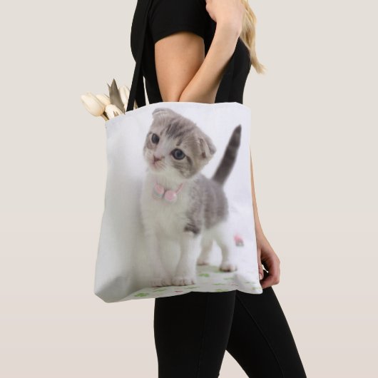 Tote Bag Chaton de pli d'écossais (De près)