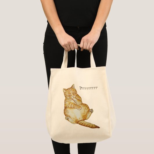 Tote Bag chaton mignon couchage gingembre chaton design d'a (Devant (produit))