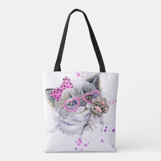Tote Bag Chaton mignon d'aquarelle (Dos)