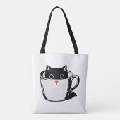 Tote Bag Chaton noir avec nez rouge caché dans une tasse (Dos)