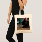 Tote Bag Chaton noir de près (Devant (produit))