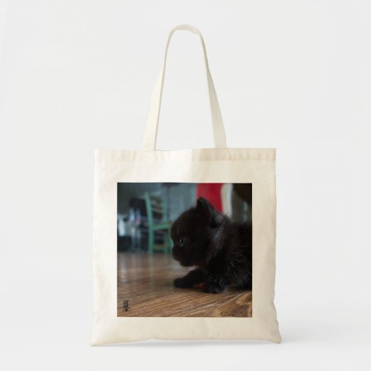 Tote Bag Chaton noir de près (Devant)
