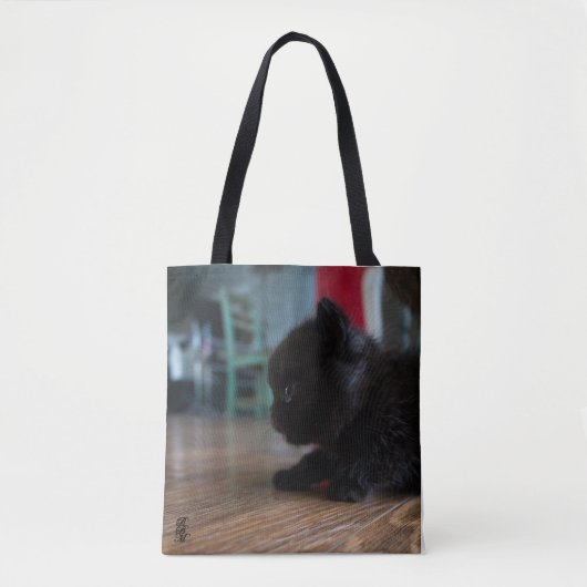 Tote Bag Chaton noir de près (Devant)