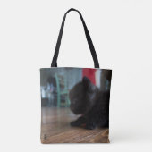 Tote Bag Chaton noir de près (Dos)