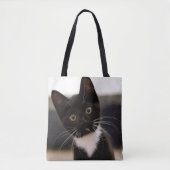 Tote Bag Chaton noir et blanc mignon de smoking (Devant)