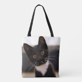 Tote Bag Chaton noir et blanc mignon de smoking (Dos)