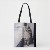 Tote Bag Chaton regardant la fenêtre (Devant)