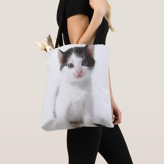 Tote Bag Chaton repéré par noir (De près)