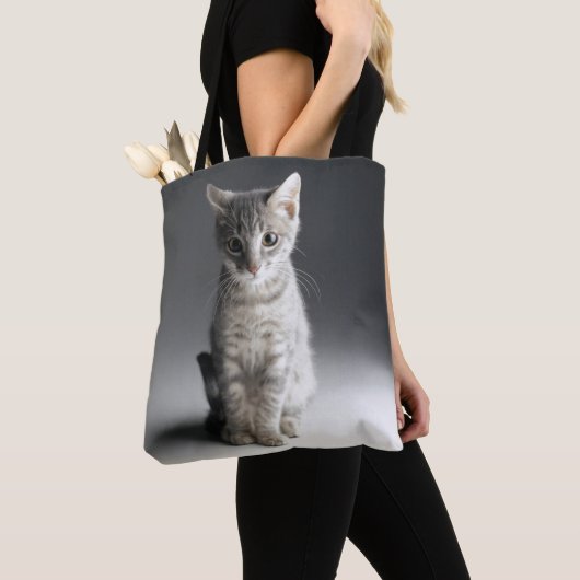 Tote Bag Chaton tigré bleu (De près)