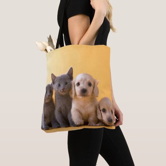 Tote Bag Chatons et chiots bleus russes de teckel (De près)