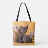Tote Bag Chatons et chiots bleus russes de teckel (Dos)