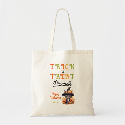 Tote Bag Chatouille chatte Casquette Trick ou traiter Hallo (Devant)