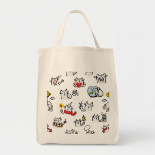 Tote Bag Chats amusants, lait et magie.