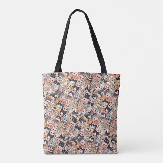 Tote Bag Chats Anime répétant le motif (Dos)