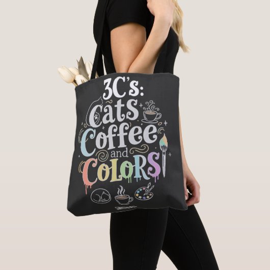 Tote Bag Chats Café et Couleurs (De près)