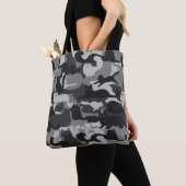 Tote Bag Chats Camouflés Gris Motif Chats Kitty Gris Camo (De près)