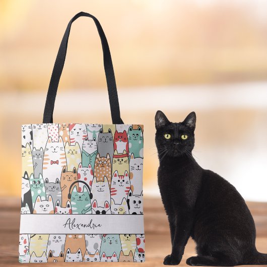 Tote Bag Chats, Chats et plus Chats Monogramme