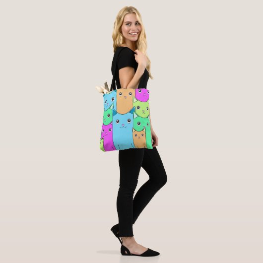 Tote Bag chats colorés (Sur le modèle)