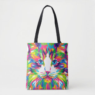 Tote Bag Chats colorés Art esthétique Chat Pictures Chat Ar