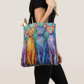 Tote Bag Chats colorés mignons (De près)