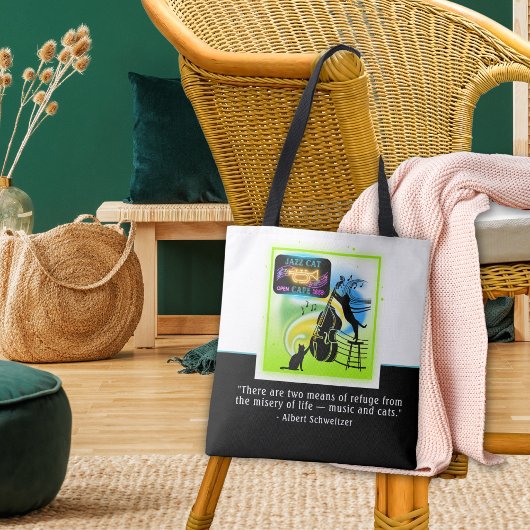 Tote Bag Chats de jazz | Double basse | Schweitzer Quote Fo