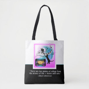 Tote Bag Chats de jazz Piano Schweitzer Quote Fourre-to