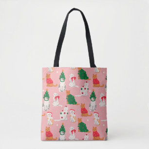 Tote Bag Chats de Noël en Motif d'attraction