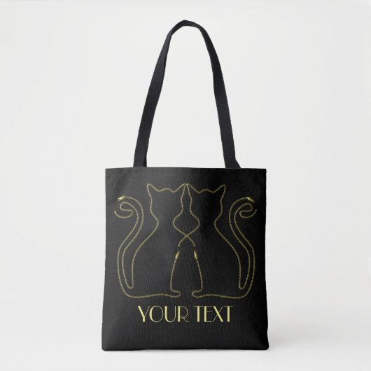 Tote Bag Chats d'or de fermeture éclair dans l'amour (Devant)
