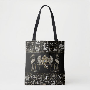 Tote Bag Chats égyptiens et oeil de Horus