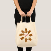 Tote Bag Chats en pain d'épice Monogramme personnalisés - P (Devant (produit))