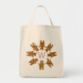 Tote Bag Chats en pain d'épice Monogramme personnalisés - P (Devant)
