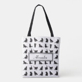 Tote Bag Chats en Silhouette noire Motif avec prénom (Dos)