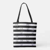 Tote Bag Chats Escalades mignons sur bandes noires et bleue (Dos)