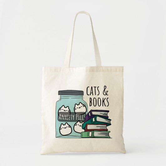 Tote Bag Chats et Livres (Devant)