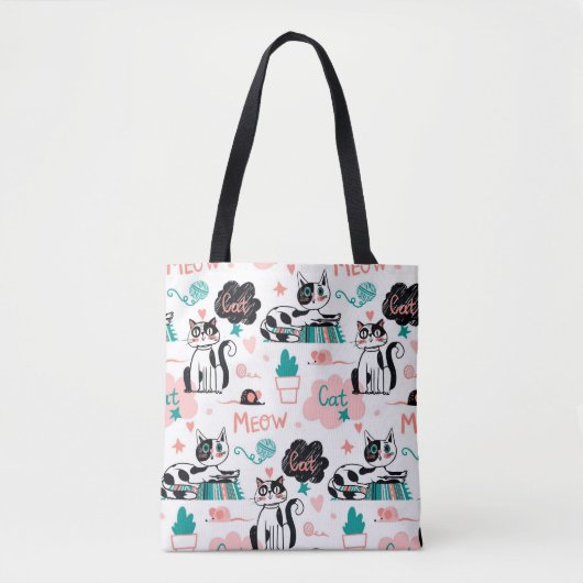 Tote Bag Chats Et Mots Mignons (Devant)