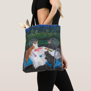 Tote Bag Chats jouant au Mahjong
