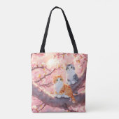 Tote Bag Chats Mignons Sur Un Arbre En Fleur De Cerise (Dos)