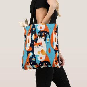 Tote Bag Chats modernes du milieu du siècle sur un Arrière