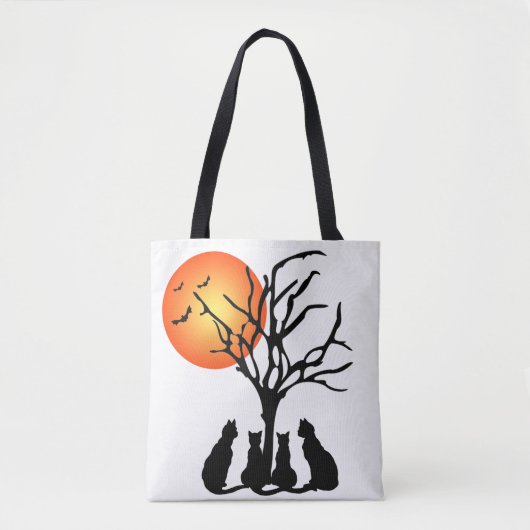 Tote Bag Chats noirs au clair de lune (Devant)