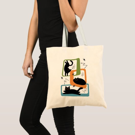 Tote Bag Chats noirs du milieu du siècle (Devant (produit))