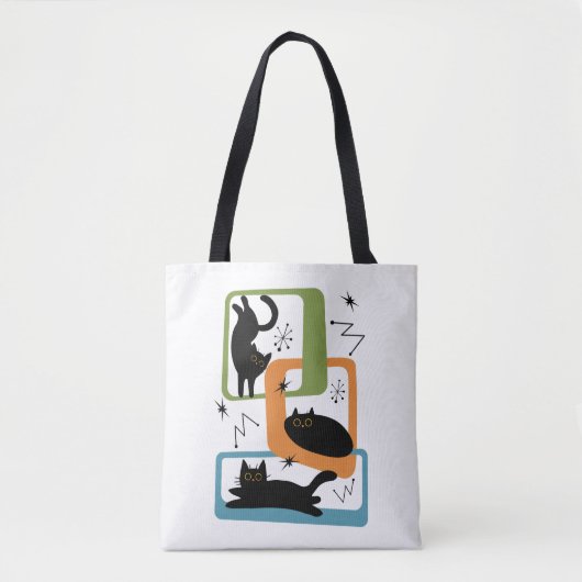 Tote Bag Chats noirs du milieu du siècle (Devant)