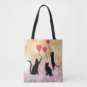 Tote Bag Chats noirs et ballons (Devant)