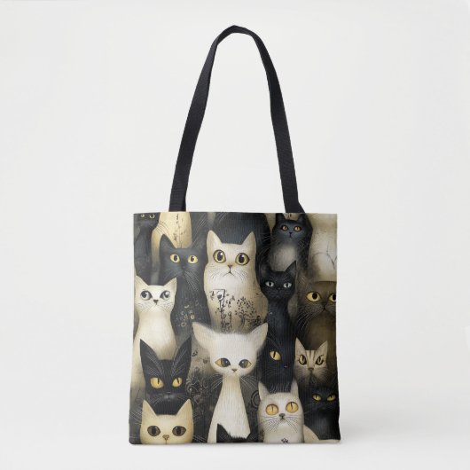 Tote Bag chats noirs et blancs (Devant)