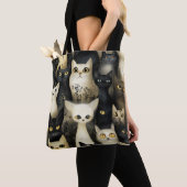 Tote Bag chats noirs et blancs (De près)