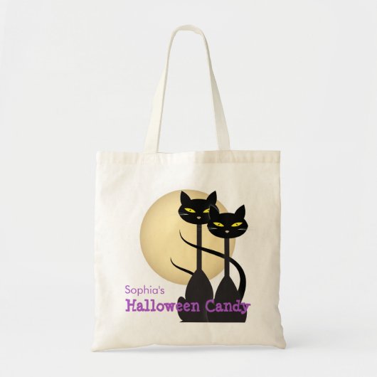 Tote Bag Chats noirs et bonbons d'Halloween de Lune (Devant)