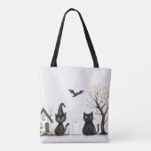 Tote Bag Chats noirs mignons Halloween chauve chauve-souris (Dos)